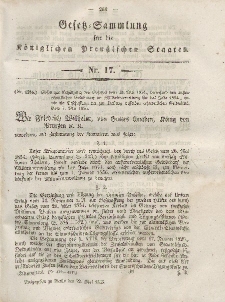 Gesetz-Sammlung für die Königlichen Preussischen Staaten, 22. Mai, 1855, nr. 17.