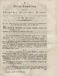Gesetz-Sammlung für die Königlichen Preussischen Staaten, 23. Mai, 1855, nr. 18.
