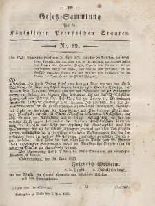 Gesetz-Sammlung für die Königlichen Preussischen Staaten, 5. Juni, 1855, nr. 19.