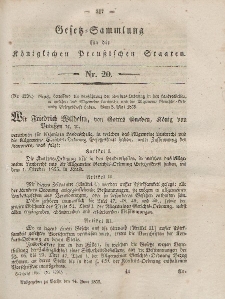 Gesetz-Sammlung für die Königlichen Preussischen Staaten, 14. Juni, 1855, nr. 20.