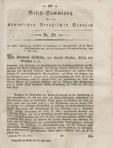 Gesetz-Sammlung für die Königlichen Preussischen Staaten, 14. Juli, 1855, nr. 28.