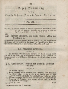 Gesetz-Sammlung für die Königlichen Preussischen Staaten, 10. August, 1855, nr. 31.