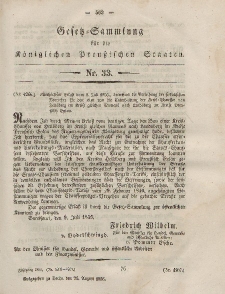 Gesetz-Sammlung für die Königlichen Preussischen Staaten, 25. August, 1855, nr. 33.