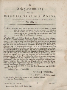 Gesetz-Sammlung für die Königlichen Preussischen Staaten, 31. Oktober, 1855, nr. 39.