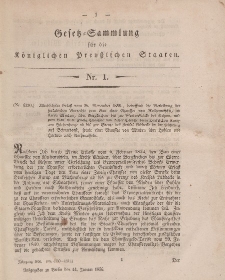 Gesetz-Sammlung für die Königlichen Preussischen Staaten, 14. Januar, 1856, nr. 1.