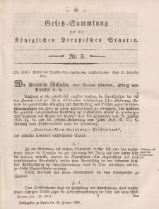 Gesetz-Sammlung für die Königlichen Preussischen Staaten, 29. Januar, 1856, nr. 3.