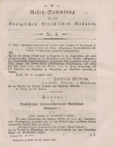 Gesetz-Sammlung für die Königlichen Preussischen Staaten, 14. Februar, 1856, nr. 4.