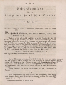 Gesetz-Sammlung für die Königlichen Preussischen Staaten, 27. Februar, 1856, nr. 6.