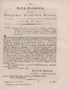 Gesetz-Sammlung für die Königlichen Preussischen Staaten, 22. März, 1856, nr. 11.