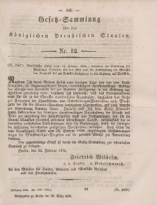 Gesetz-Sammlung für die Königlichen Preussischen Staaten, 29. März, 1856, nr. 12.