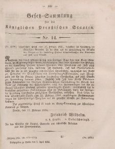 Gesetz-Sammlung für die Königlichen Preussischen Staaten, 5. April, 1856, nr. 14.