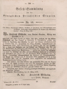 Gesetz-Sammlung für die Königlichen Preussischen Staaten, 17. April, 1856, nr. 16.