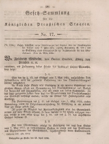 Gesetz-Sammlung für die Königlichen Preussischen Staaten, 19. April, 1856, nr. 17.
