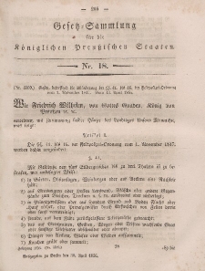 Gesetz-Sammlung für die Königlichen Preussischen Staaten, 30. April, 1856, nr. 18.