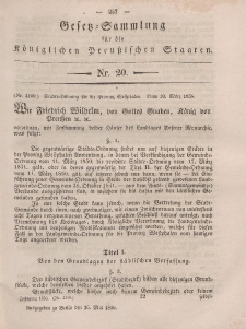 Gesetz-Sammlung für die Königlichen Preussischen Staaten, 16. Mai, 1856, nr. 20.