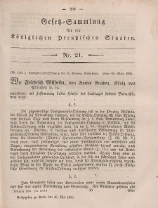 Gesetz-Sammlung für die Königlichen Preussischen Staaten, 16. Mai, 1856, nr. 21.