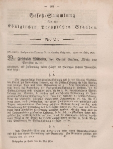 Gesetz-Sammlung für die Königlichen Preussischen Staaten, 16. Mai, 1856, nr. 21.