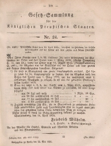 Gesetz-Sammlung für die Königlichen Preussischen Staaten, 24. Mai, 1856, nr. 24.