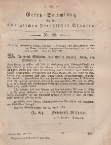 Gesetz-Sammlung für die Königlichen Preussischen Staaten, 2. Juni, 1856, nr. 26.