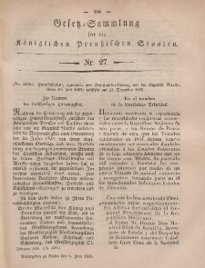 Gesetz-Sammlung für die Königlichen Preussischen Staaten, 6. Juni, 1856, nr. 27.
