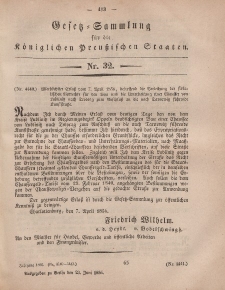 Gesetz-Sammlung für die Königlichen Preussischen Staaten, 23. Juni, 1856, nr. 32.
