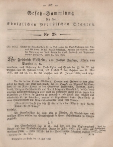 Gesetz-Sammlung für die Königlichen Preussischen Staaten, 19. Juli, 1856, nr. 38.