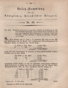 Gesetz-Sammlung für die Königlichen Preussischen Staaten, 15. August, 1856, nr. 43.