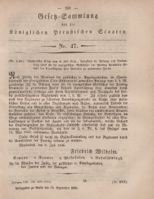 Gesetz-Sammlung für die Königlichen Preussischen Staaten, 15. September, 1856, nr. 47.