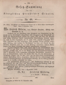 Gesetz-Sammlung für die Königlichen Preussischen Staaten, 24. September, 1856, nr. 49.