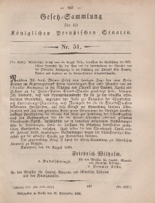 Gesetz-Sammlung für die Königlichen Preussischen Staaten, 30. September, 1856, nr. 51.
