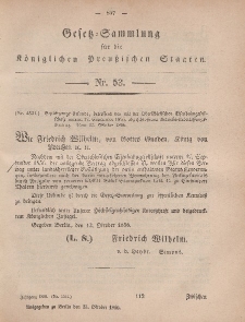 Gesetz-Sammlung für die Königlichen Preussischen Staaten, 23. Oktober, 1856, nr. 53.