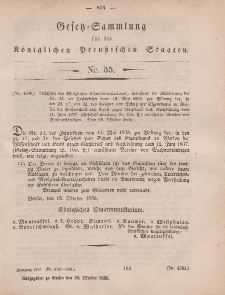Gesetz-Sammlung für die Königlichen Preussischen Staaten, 30. Oktober, 1856, nr. 55.