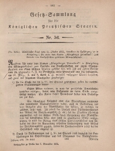 Gesetz-Sammlung für die Königlichen Preussischen Staaten, 5. November, 1856, nr. 56.