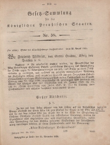 Gesetz-Sammlung für die Königlichen Preussischen Staaten, 14. November, 1856, nr. 58.