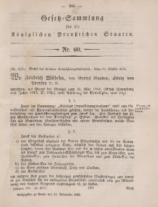 Gesetz-Sammlung für die Königlichen Preussischen Staaten, 19. November, 1856, nr. 60.