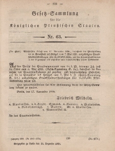 Gesetz-Sammlung für die Königlichen Preussischen Staaten, 16. Dezember, 1856, nr. 63.