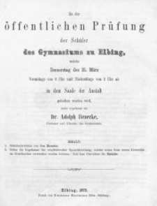 Zu der öffentlichen Prüfung der Schüler des Gymnasiums zu Elbing...