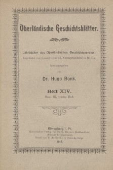 Oberländische Geschichtsblätter, Heft 14, 1912