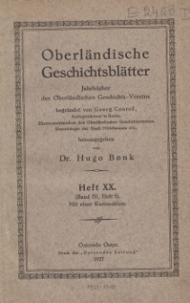Oberländische Geschichtsblätter, Heft 20, 1927