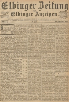Elbinger Zeitung und Elbinger Anzeigen, Nr. 279 Mittwoch 28. November 1894