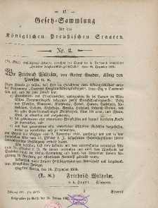 Gesetz-Sammlung für die Königlichen Preussischen Staaten, 26. Januar, 1857, nr. 2.