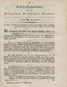 Gesetz-Sammlung für die Königlichen Preussischen Staaten, 26. Februar, 1857, nr. 8.