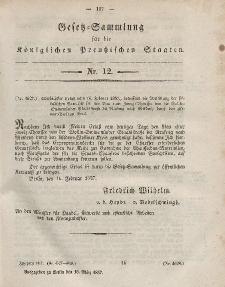 Gesetz-Sammlung für die Königlichen Preussischen Staaten, 18. März, 1857, nr. 12.
