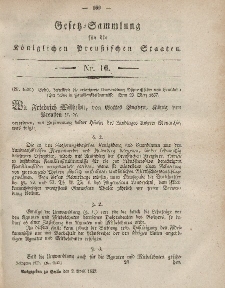 Gesetz-Sammlung für die Königlichen Preussischen Staaten, 2. April, 1857, nr. 16.