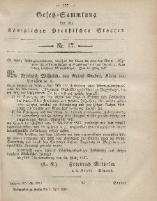 Gesetz-Sammlung für die Königlichen Preussischen Staaten, 7. April, 1857, nr. 17.