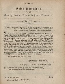 Gesetz-Sammlung für die Königlichen Preussischen Staaten, 27. April, 1857, nr. 21.