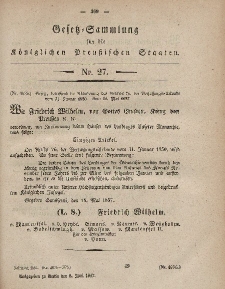 Gesetz-Sammlung für die Königlichen Preussischen Staaten, 8. Juni, 1857, nr. 27.