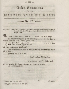 Gesetz-Sammlung für die Königlichen Preussischen Staaten, 8. Juli, 1857, nr. 37.