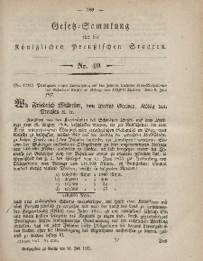 Gesetz-Sammlung für die Königlichen Preussischen Staaten, 31. Juli, 1857, nr. 40.
