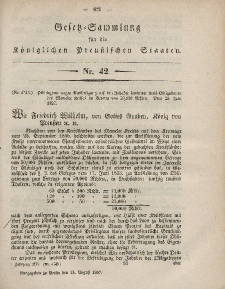 Gesetz-Sammlung für die Königlichen Preussischen Staaten, 13. August, 1857, nr. 42.